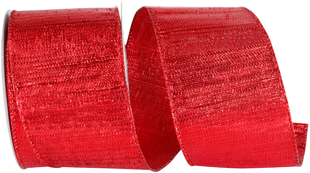 Red Metallic Reflection Wired Edge Ribbon 2-1/2 Inch