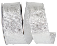 Silver Metallic Reflection Wired Edge Ribbon 1-1/2 Inch