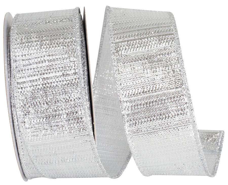 Silver Metallic Reflection Wired Edge Ribbon 1-1/2 Inch