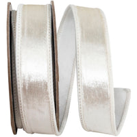 White 1 Inch Velvet Colors Plush Deluxe Backed Wired Edge Ribbon for Wreaths & Bows