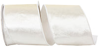 White 4 Inch Velvet Colors Plush Deluxe Backed Wired Edge Ribbon for Wreaths & Bows