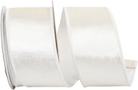 White 2-1 2 Inch Velvet Colors Plush Deluxe Backed Wired Edge Ribbon for Wreaths & Bows