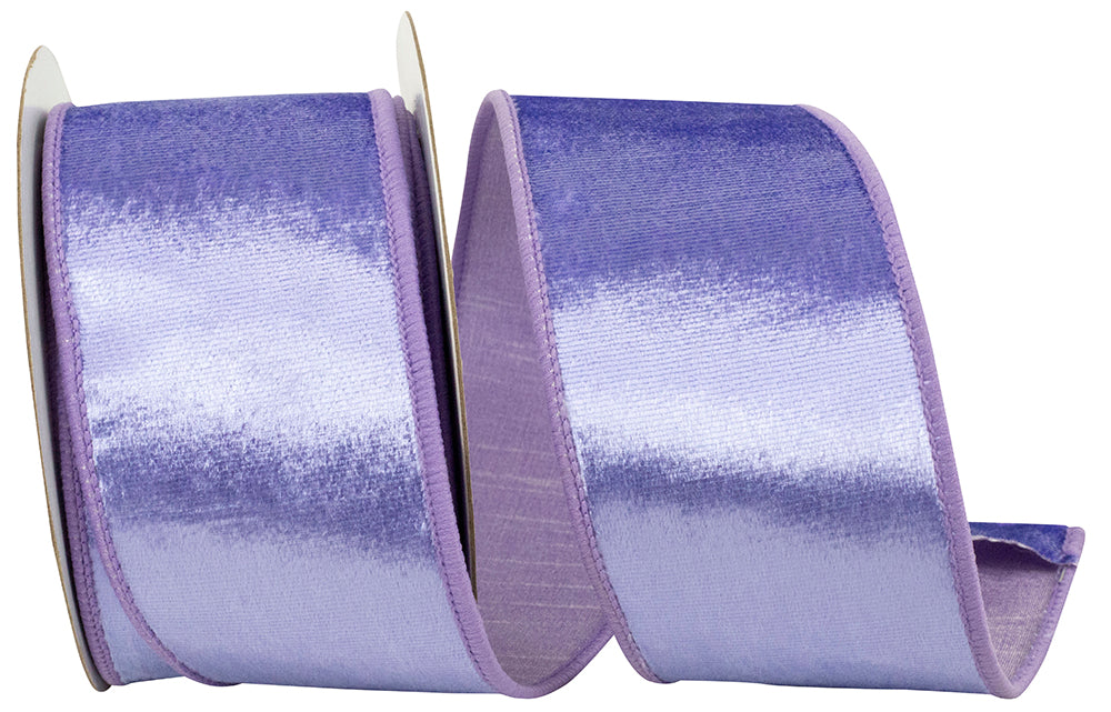 Purple 2-1 2 Inch Velvet Colors Plush Deluxe Backed Wired Edge Ribbon for Wreaths & Bows