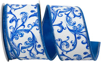 Cobalt 2-1 2 Inch Scroll Teracotta Deluxe Backed Wired Edge Ribbon for Wreaths & Bows