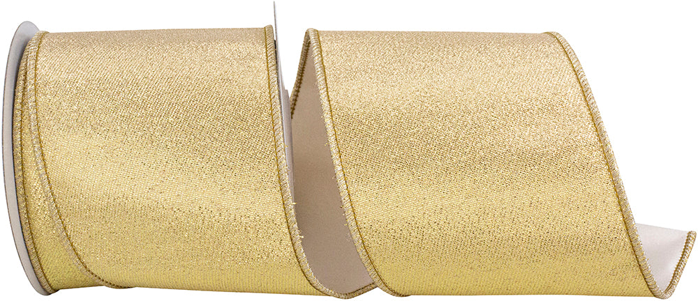 Gold 4 Inch Wired Edge Metallic Sparkle Ribbon