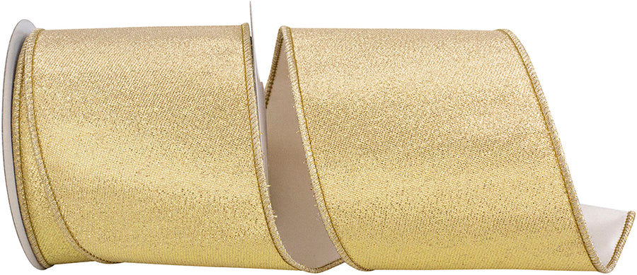 Gold 4 Inch Wired Edge Metallic Sparkle Ribbon