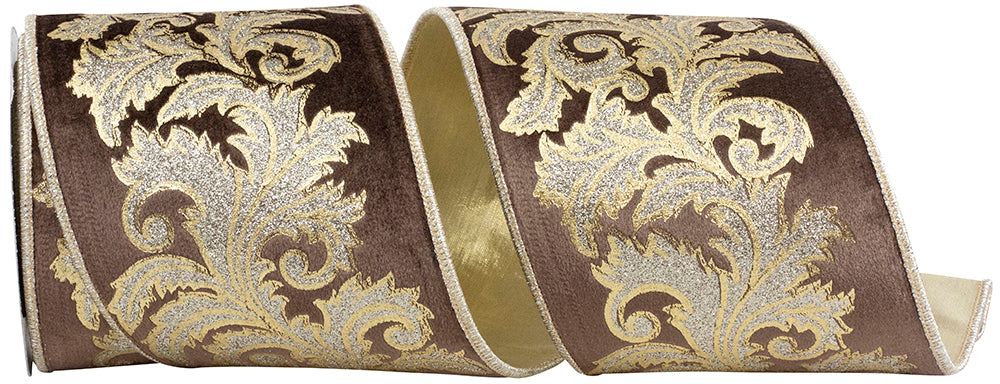 Sand Velvet Wired Edge Ribbon 4 Inch for Wreaths and Bows