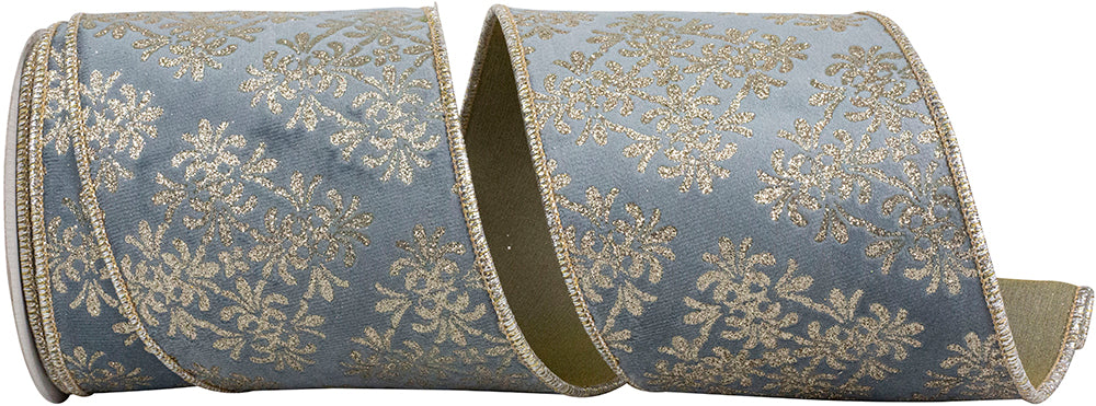 Slate 4 Inch Glitter Velvet Wired Edge Ribbon for Wreaths