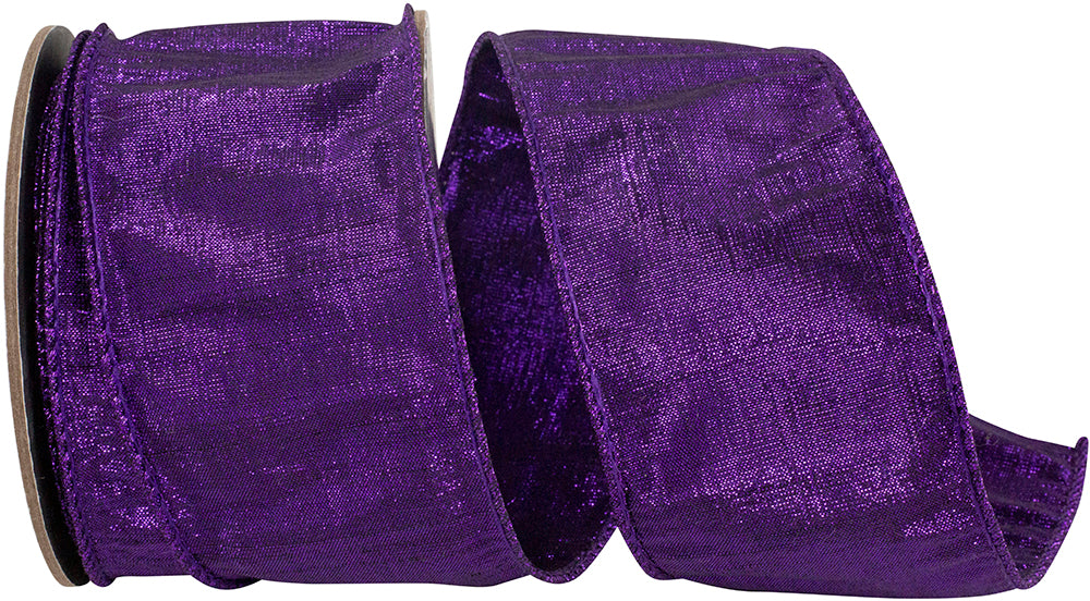 Purple Metallic Dupioni Wired Edge Ribbon 2-1/2 Inch