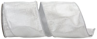 Silver 4 Inch Wired Edge Metallic Dupioni Ribbon
