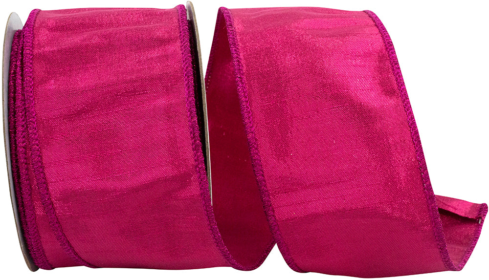 Fuchsia Metallic Dupioni Wired Edge Ribbon 2-1/2 Inch