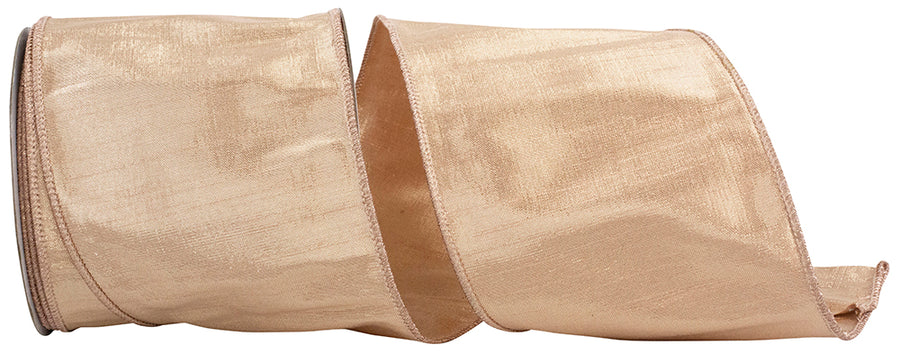 Rose Metallic Dupioni Wired Edge Ribbon 4 Inch for Bows