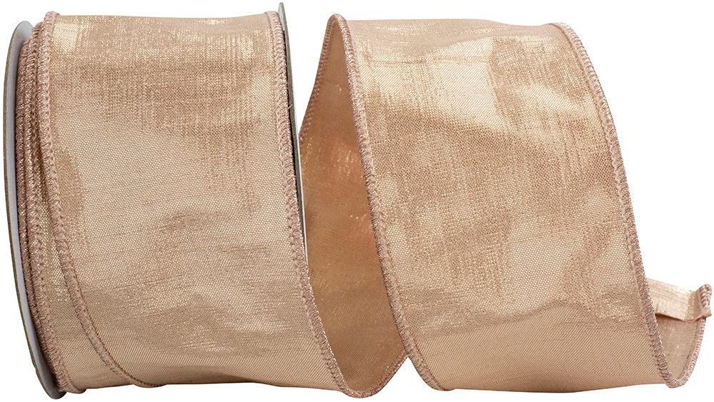 Rose Metallic Dupioni Wired Edge Ribbon 2-1/2 Inch 10 Yards