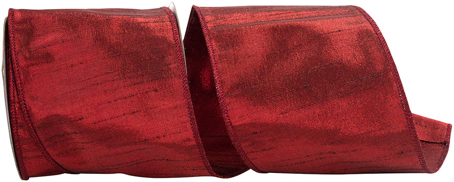 Scarlet 4 Inch Metallic Dupioni Ribbon for Wreaths and Bows