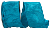 Turquoise Metallic Dupioni Wired Edge Ribbon 2-1/2 Inch