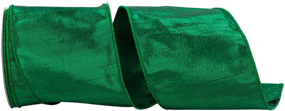 Forest Metallic Dupioni Wired Edge Ribbon 4 Inch 10 Yards