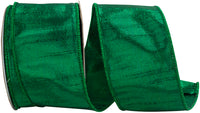 Forest Metallic Dupioni Wired Edge Ribbon 2-1/2 Inch