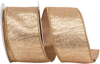 Peach Metallic Texture Riches Wired Edge Ribbon 2-1/2 Inch