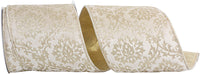 Ivory Gold 4 Inch Velvet Wired Edge Ribbon for Bows