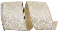 Ivory Gold 2-1/2 Inch Velvet Wired Edge Ribbon