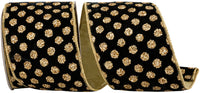 Black 4 Inch Jumbo Glitter Plush Velvet Wired Edge Ribbon