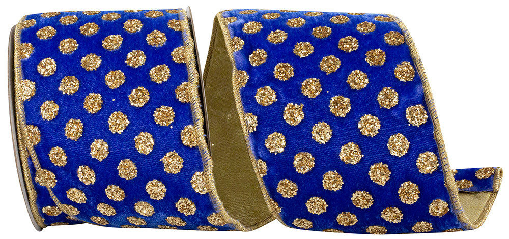 Royal 4 Inch Velvet Glitter Wired Edge Ribbon for Bows