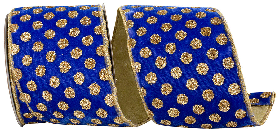 Royal 4 Inch Velvet Glitter Wired Edge Ribbon for Bows