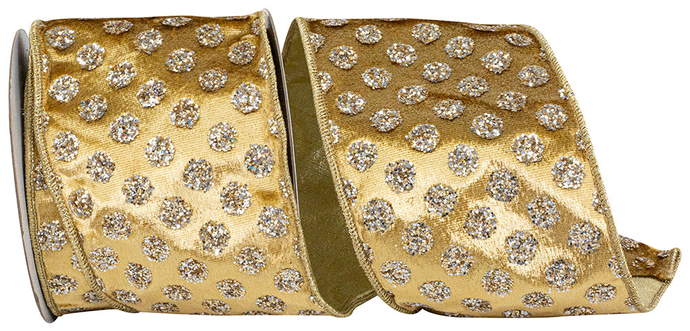 Champagne 4 Inch Jumbo Glitter Plush Velvet Ribbon