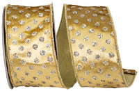 Champagne Glitter Plush Velvet Wired Edge Ribbon 2-1/2 Inch