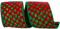 4 Inch Red Green Dot Jumbo Glitter Plush Velvet Ribbon