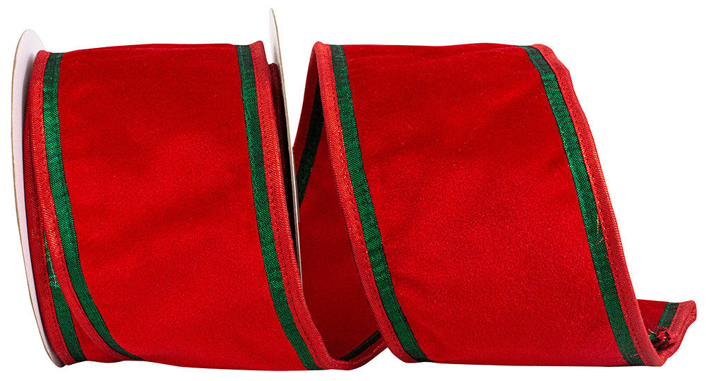 Red Velvet Wired Edge Ribbon 4 Inch for Wreaths and Bows