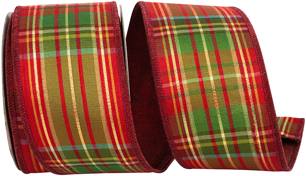 Cranberry Metallic Wired Edge Ribbon 2-1/2 Inch Scarlet