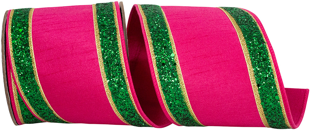 Fuchsia 4 Inch Wired Edge Ribbon for Wreaths and Bows