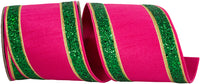 Fuchsia 4 Inch Wired Edge Ribbon for Wreaths and Bows