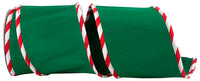 Green 4 Inch Candy Cane Ticking Edge Dupioni Deluxe Wired Edge Ribbon for Wreaths & Bows