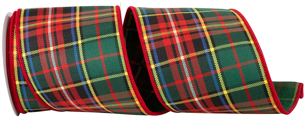 Plaid Wired Edge Ribbon 4 Inch Multi for Wreaths and Bows