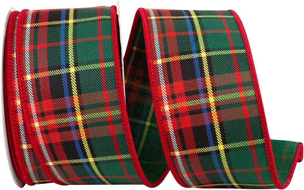 Plaid Classic Deluxe Wired Edge Ribbon Multi 2-1/2 Inch