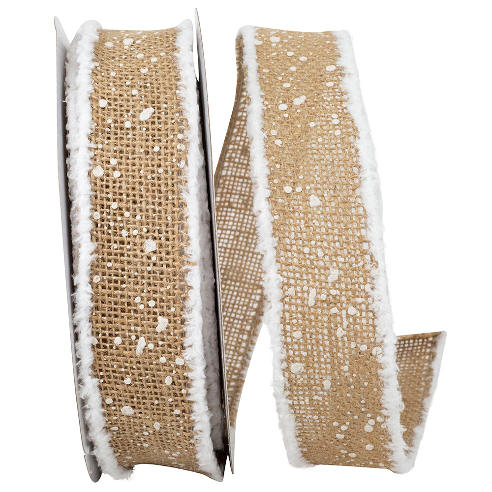 Burlap Wired Edge Ribbon 1-1/2 Inch Natural for Wreaths