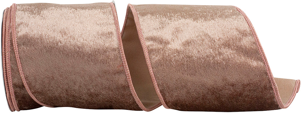 Rose 4 Inch Velvet Plush Rose Sparkle Deluxe Backed Wired Edge Ribbon for Wreaths & Bows