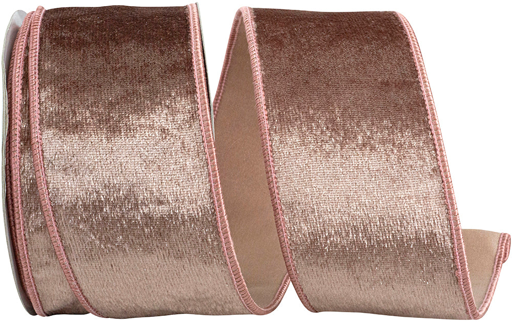 Rose 2-1 2 Inch Velvet Plush Rose Sparkle Deluxe Backed Wired Edge Ribbon for Wreaths & Bows