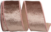 Rose 2-1 2 Inch Velvet Plush Rose Sparkle Deluxe Backed Wired Edge Ribbon for Wreaths & Bows