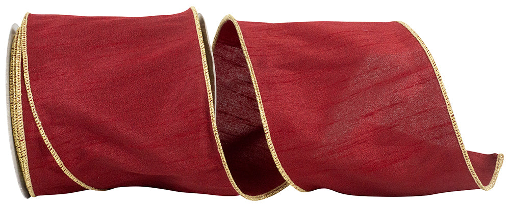 Dupioni Colors Scarlet Gold 4 Inch Wired Edge Ribbon
