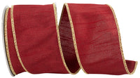 Dupioni Colors Scarlet Gold Wired Edge Ribbon 2.5 Inch