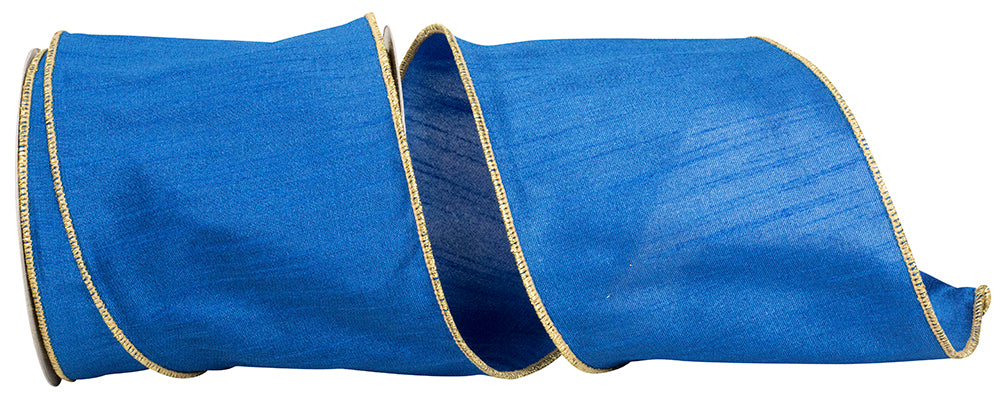 Dupioni Colors 4 Inch Royal Gold Wired Edge Ribbon