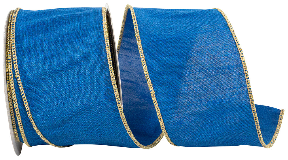 Dupioni Colors Royal Gold Wired Edge Ribbon 2-1/2 Inch