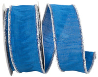 Dupioni Colors Royal Silver 1-1/2 Inch Wired Edge Ribbon
