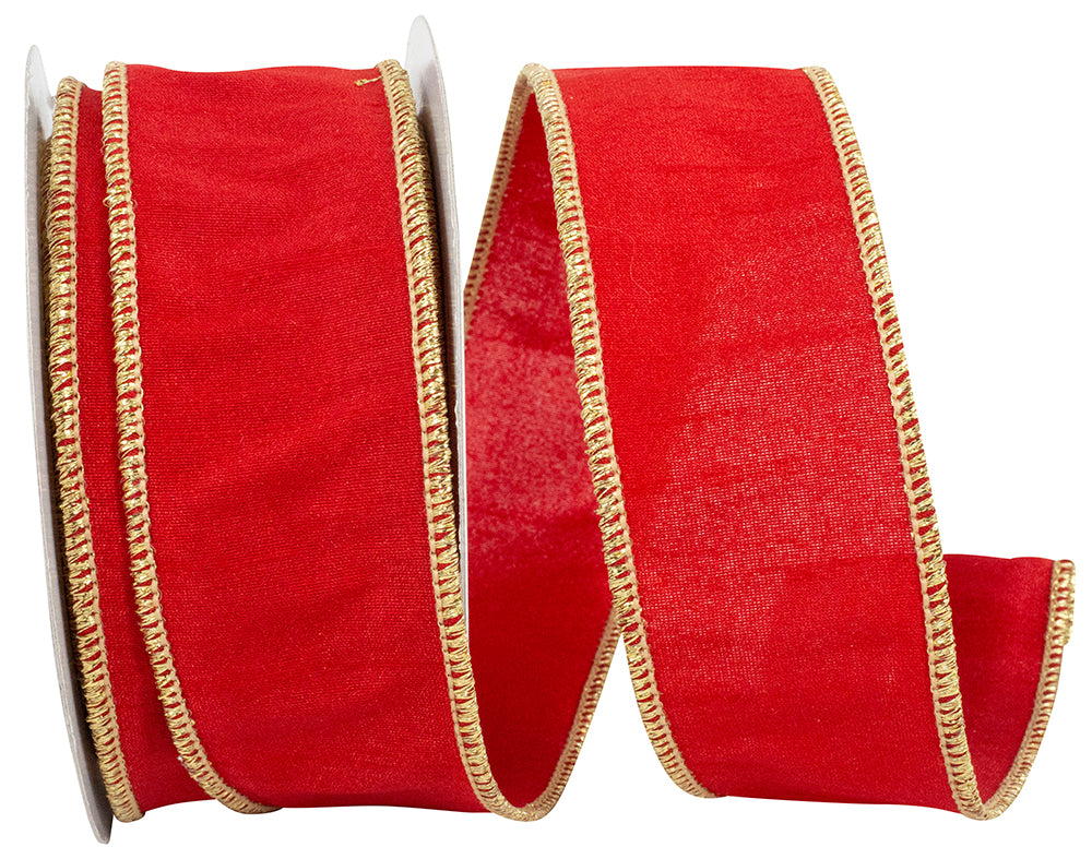 Red Gold 1-1 2 Inch Dupioni Colors Deluxe Wired Edge Ribbon for Wreaths & Bows