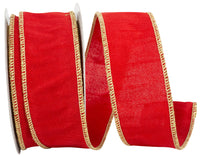 Red Gold 1-1 2 Inch Dupioni Colors Deluxe Wired Edge Ribbon for Wreaths & Bows