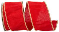 Red Gold 2-1 2 Inch Dupioni Colors Deluxe Wired Edge Ribbon for Wreaths & Bows