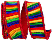 Multi 1-1 2 Inch Waves Prime Embroidery Deluxe Dupioni Backed Wired Edge Ribbon for Wreaths & Bows